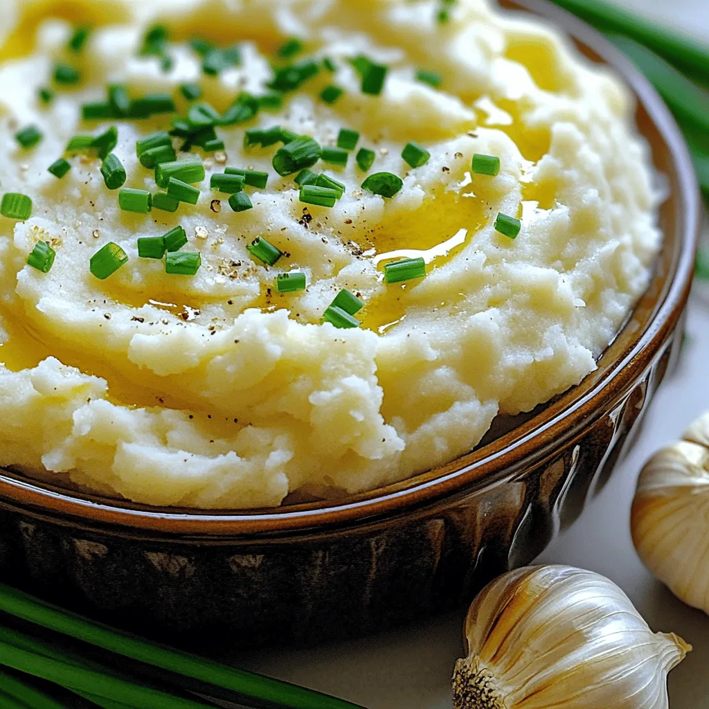 Roasted Garlic Mashed Cauliflower Creamy Side Dish