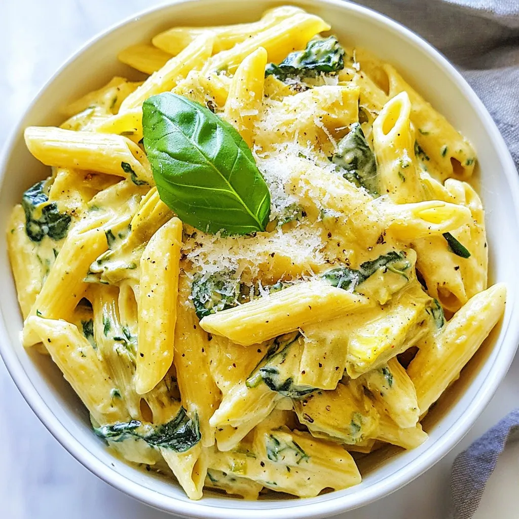 Creamy Spinach Artichoke Pasta Flavorful Dinner Idea