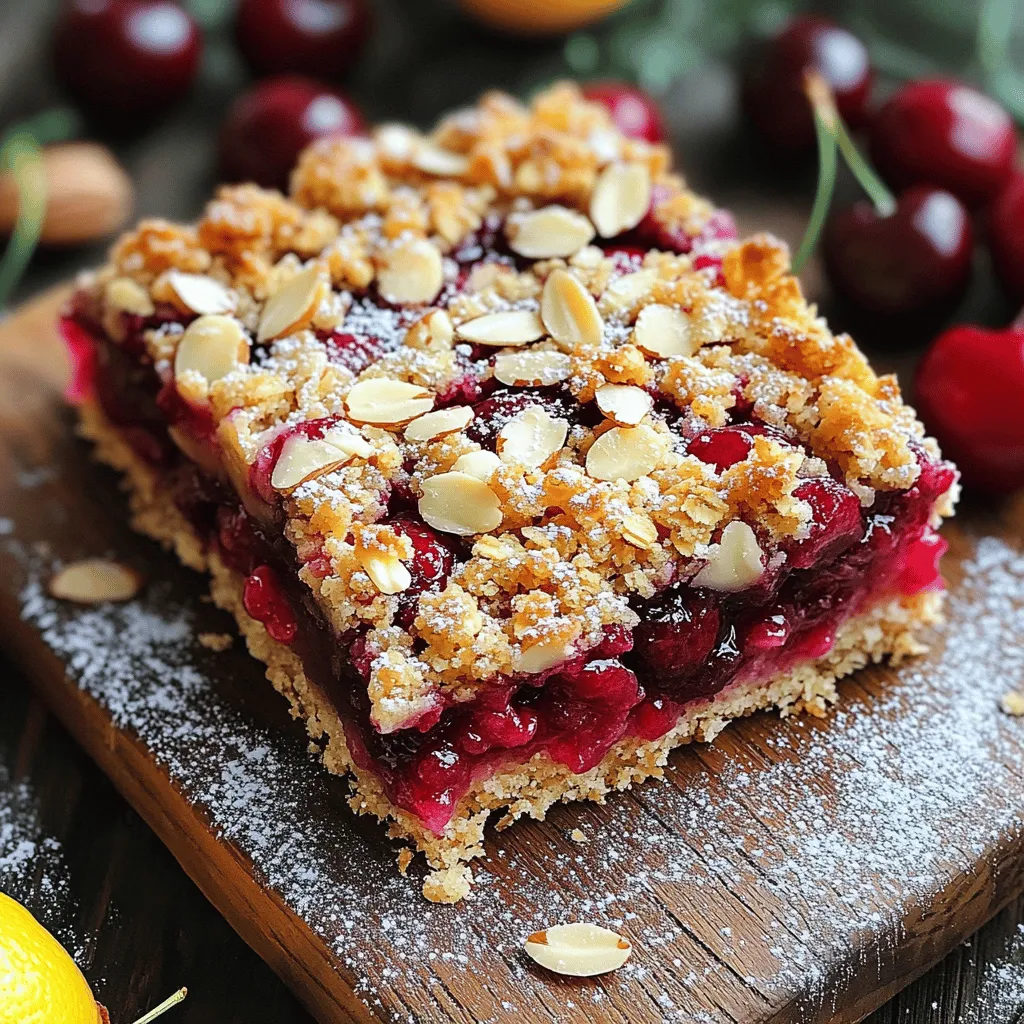 Cherry Almond Crumble Bars Simple and Tasty Delight