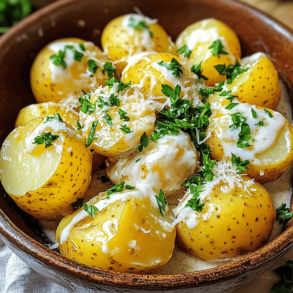 Easy Creamy Garlic Sauce Baby Potatoes Delight