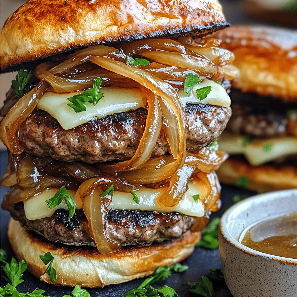 French Onion Soup Burgers Tasty and Juicy Dish