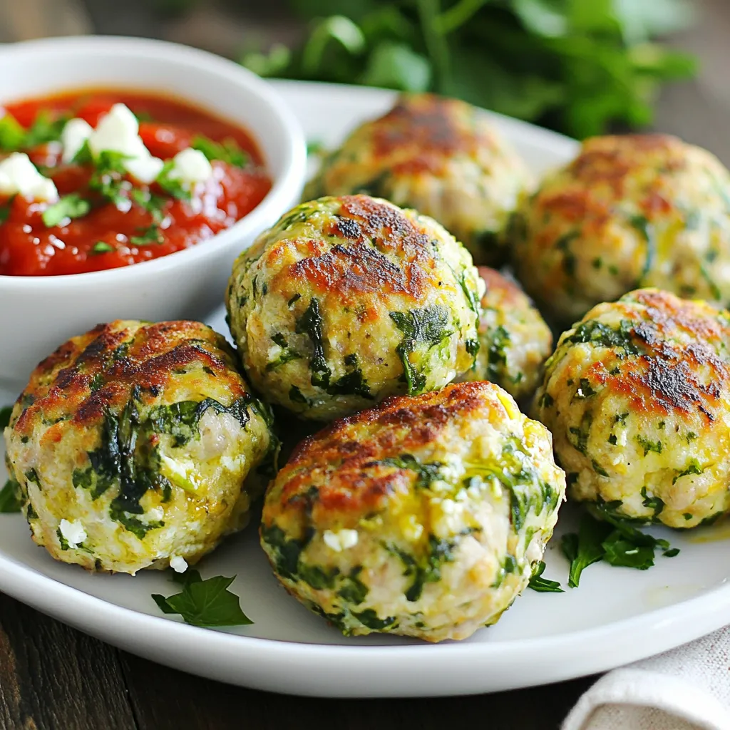 Savory Spinach Feta Turkey Meatballs Simple Recipe