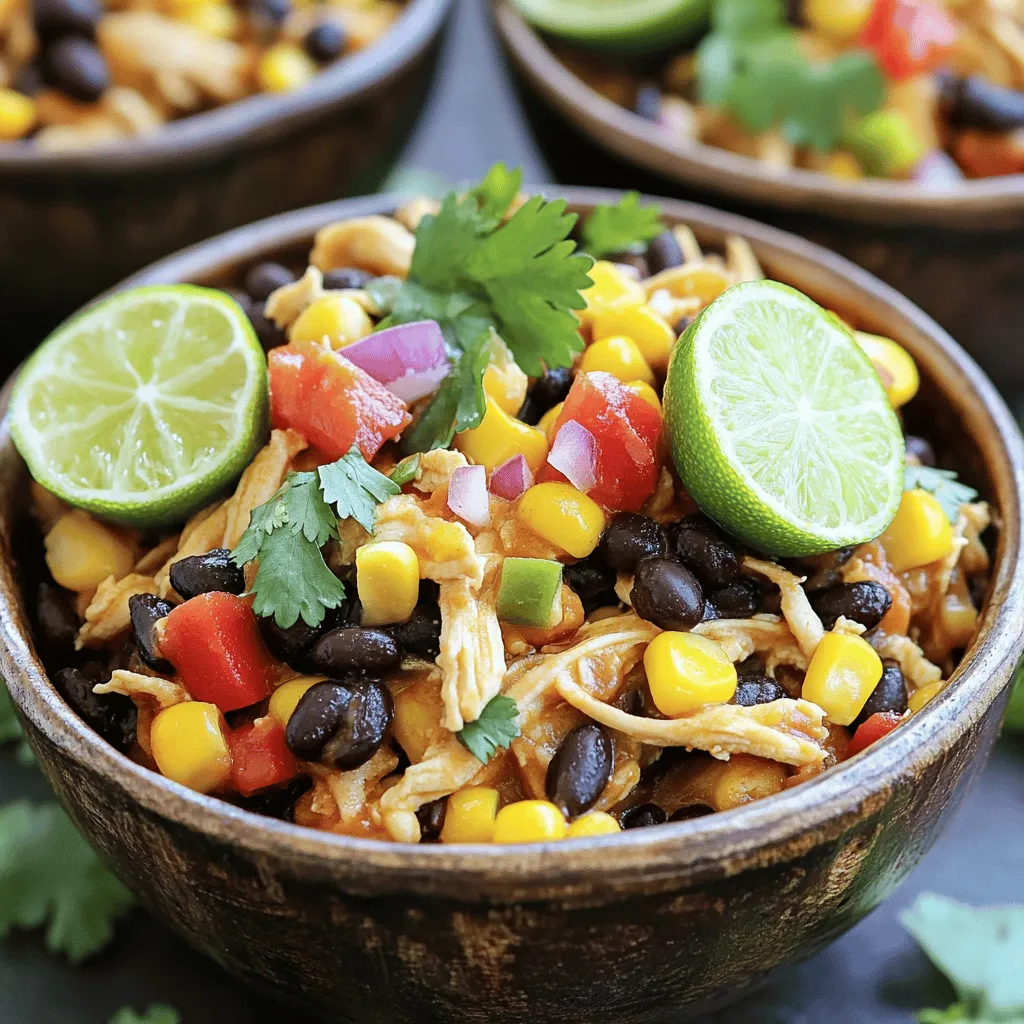 - 4 boneless, skinless chicken breasts - 1 can (15 oz) black beans, drained and rinsed - 1 can (15 oz) corn, drained - 1 can (10 oz) diced tomatoes with green chilies