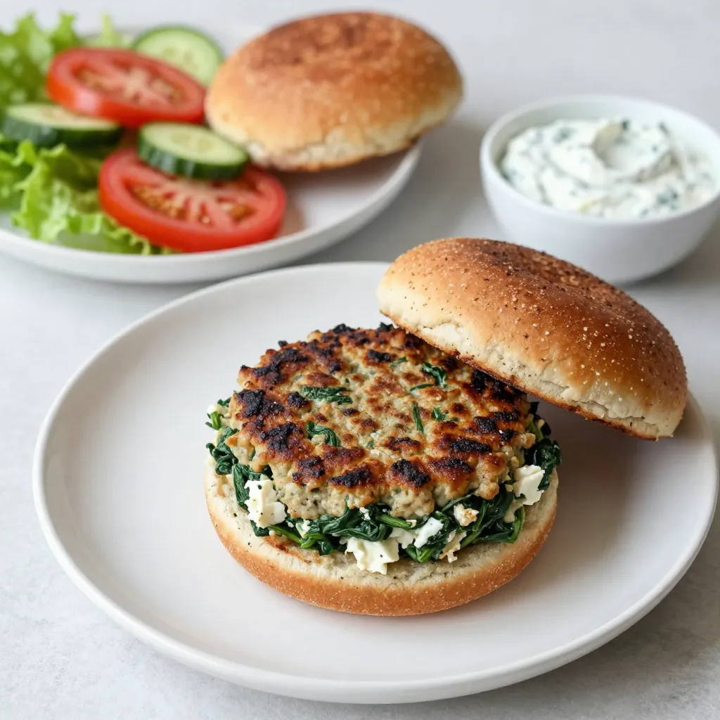 Spinach Feta Turkey Burgers Juicy and Flavorful Treat