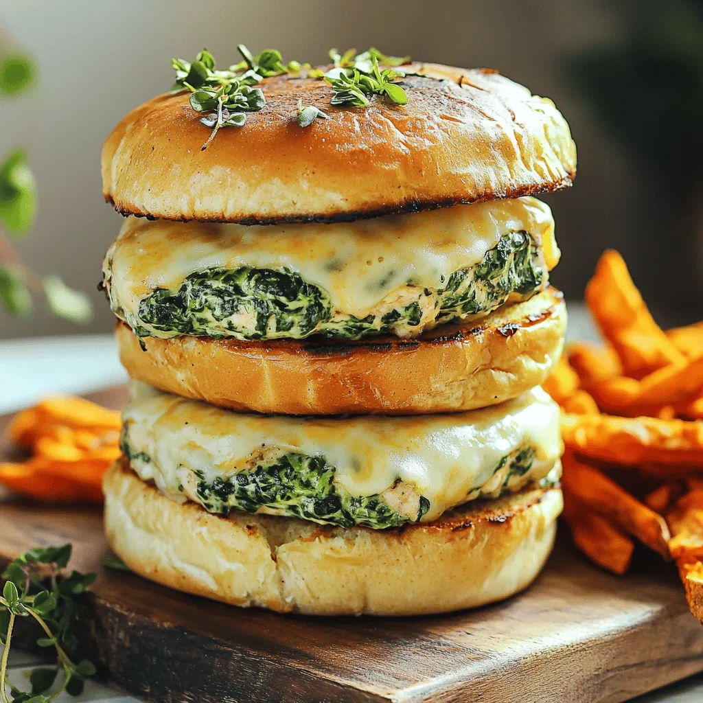 White Cheddar Spinach Chicken Burgers Flavorful Treat