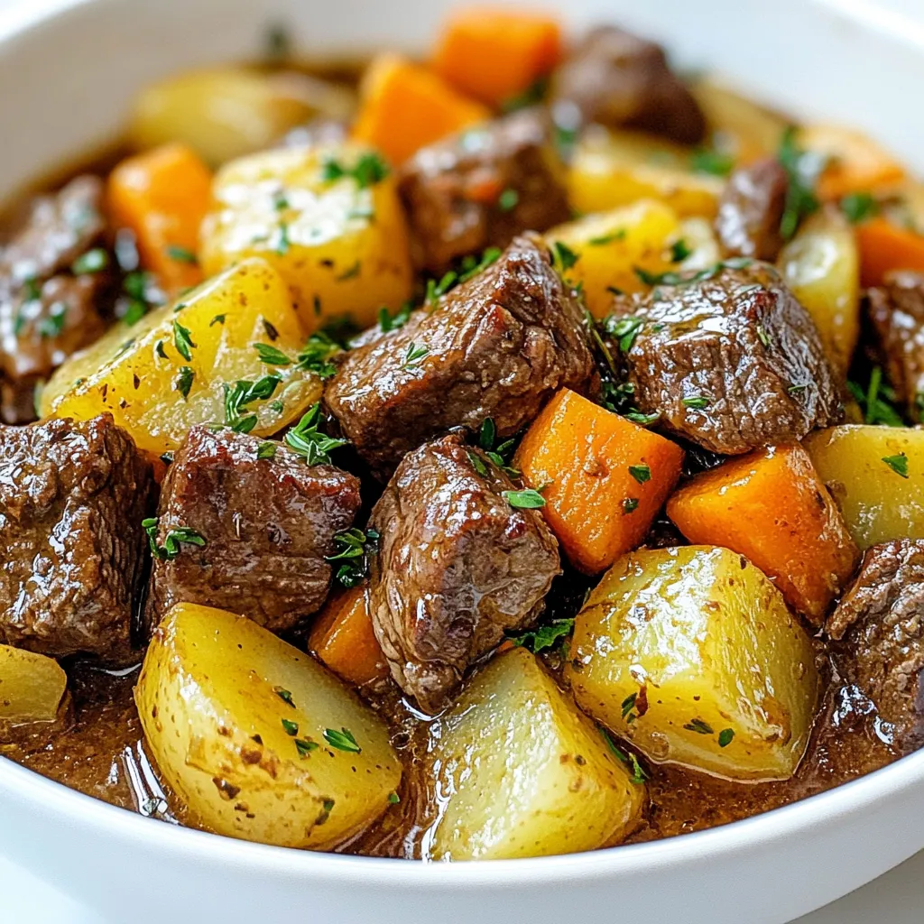 Slow Cooker Garlic Butter Beef with Potatoes Recipe