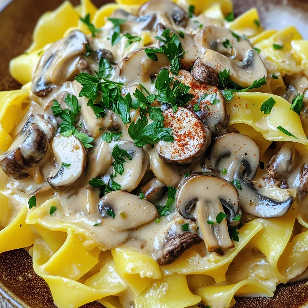 Mushroom Stroganoff Egg Noodles Slow Cooker Delight