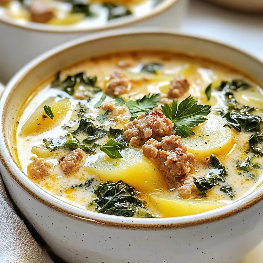 Savory Copycat Zuppa Toscana with Turkey Sausage