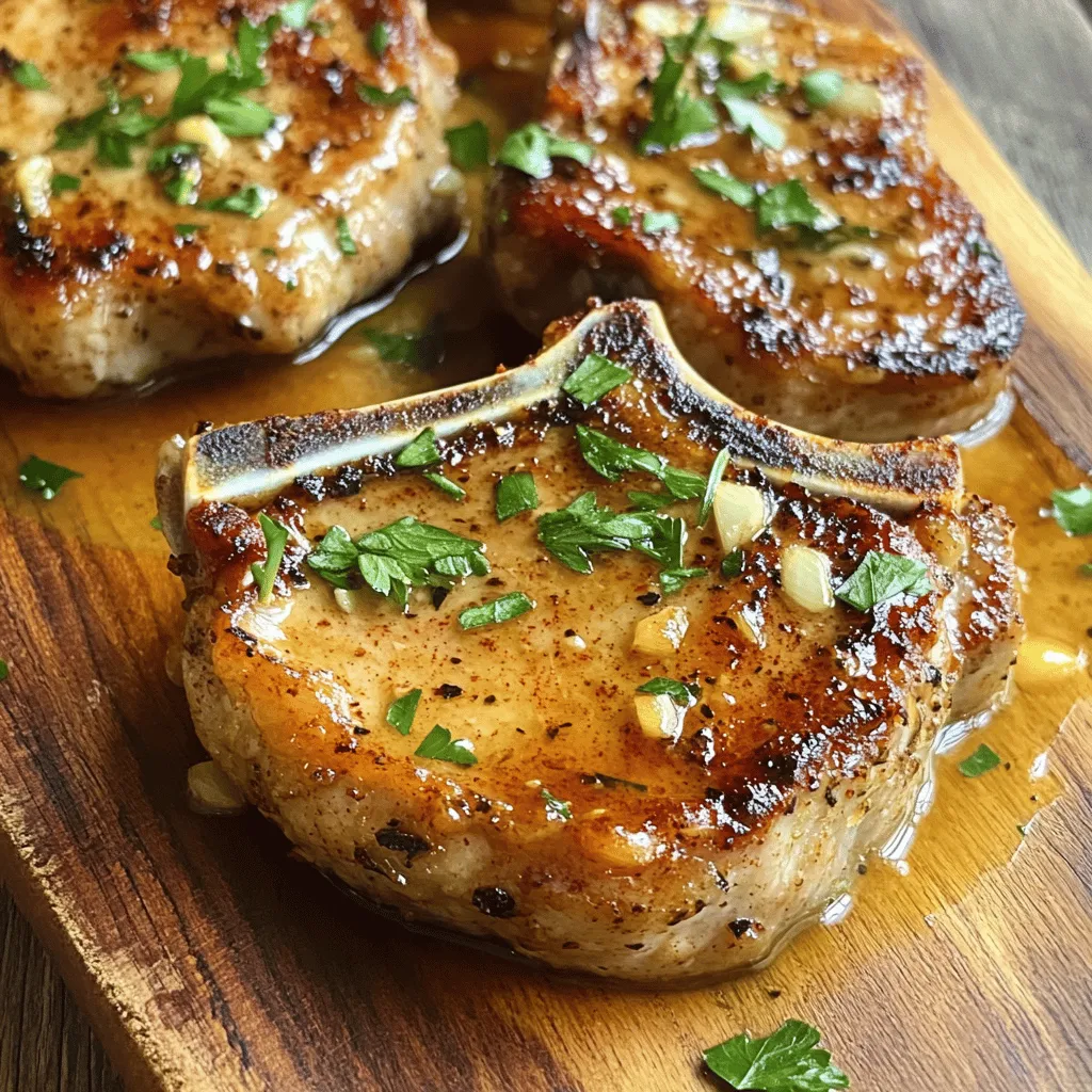 Gather these simple yet tasty ingredients to make the savory pork chops with garlic sauce:
