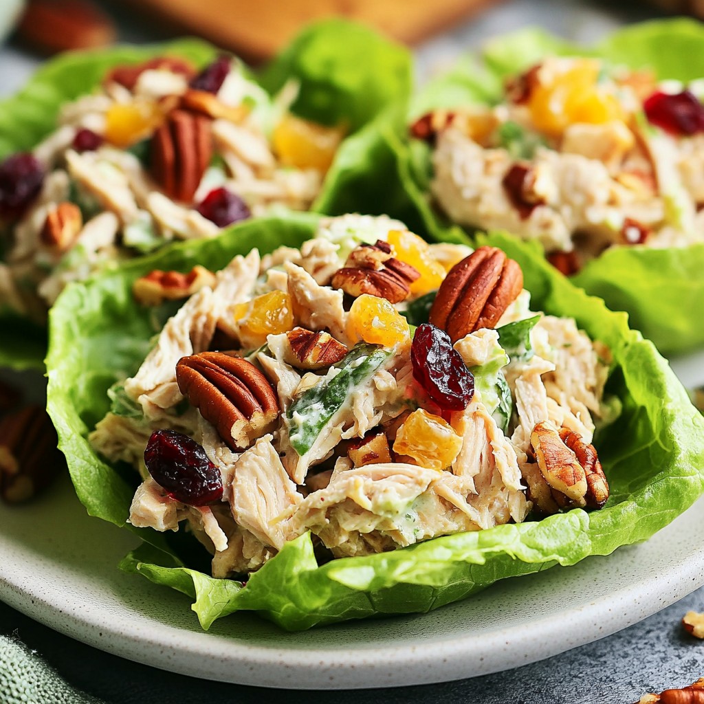 Cranberry Pecan Chicken Salad Lettuce Cups Delight