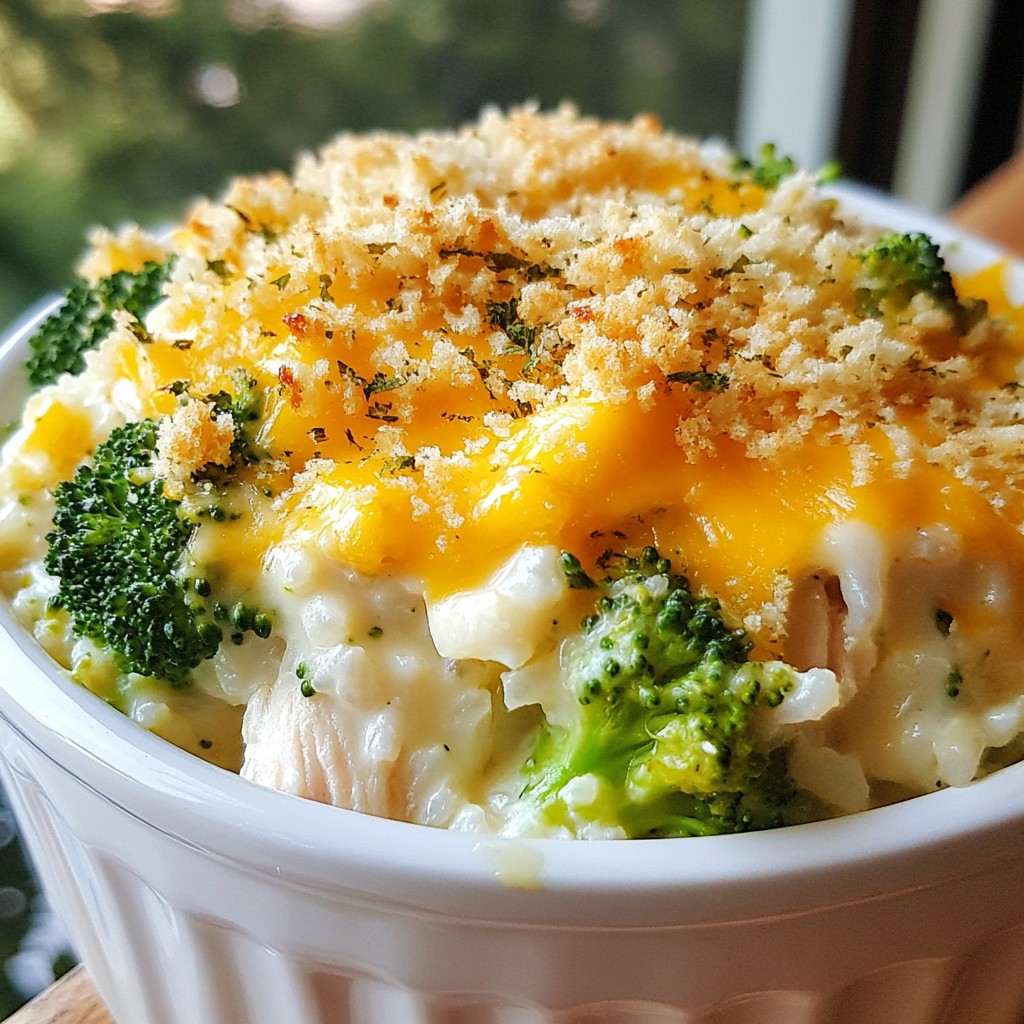 Cheesy Chicken Broccoli Rice Casserole Delight