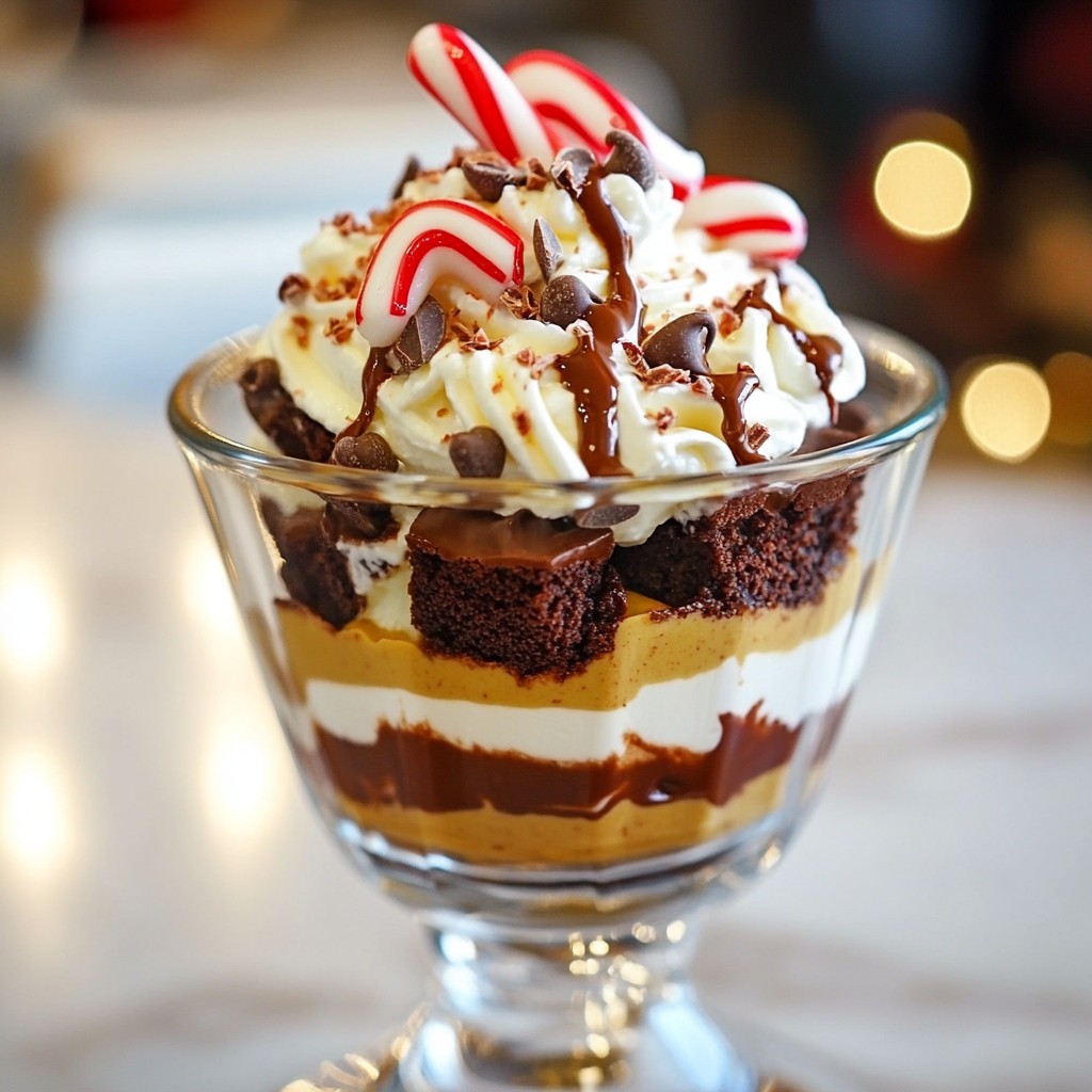 Candy Cane Brownie Trifle Festive Holiday Delight